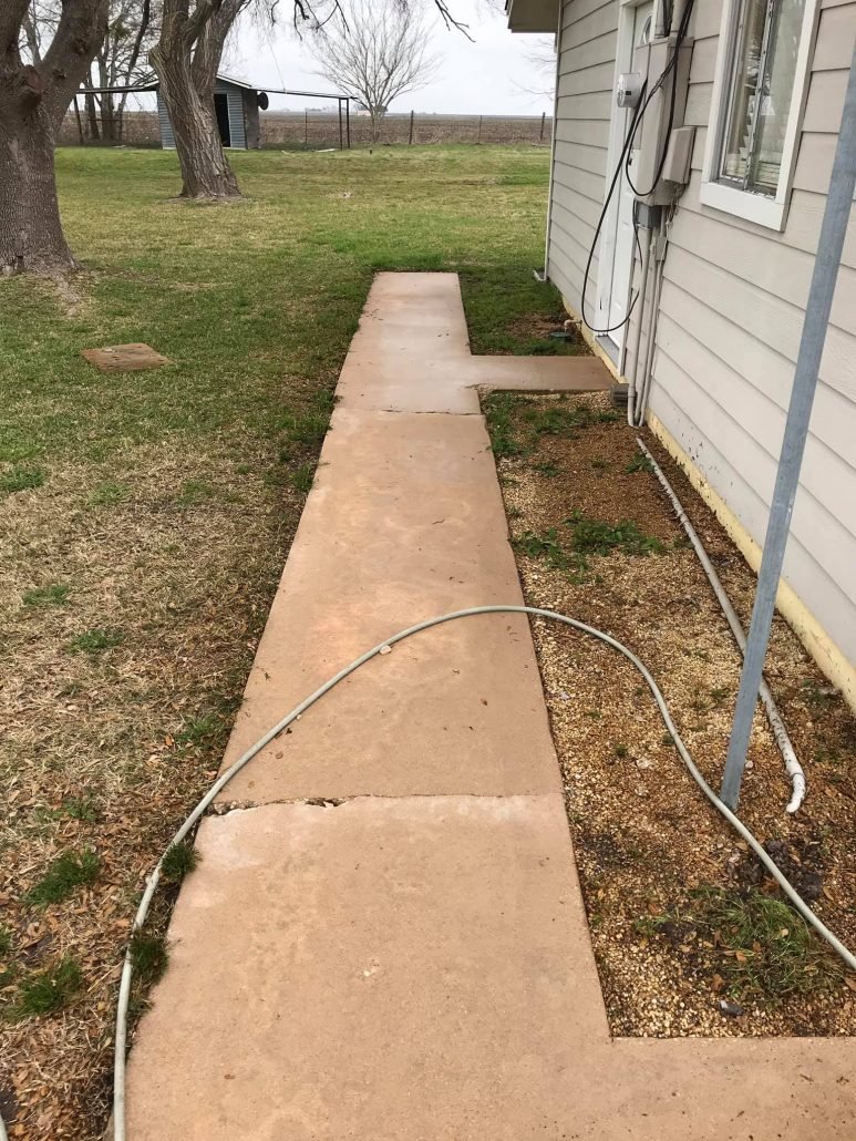 Clean walkway after pressure washing